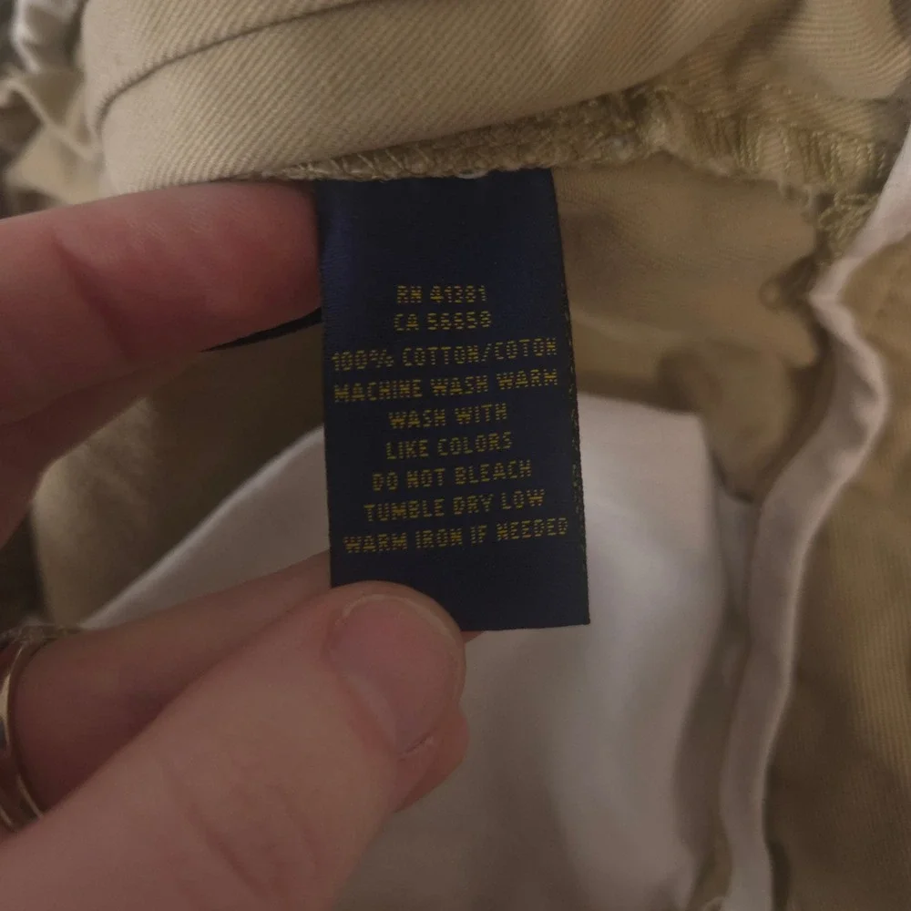 Polo Ralph Lauren Shorts Mens 34 Tan Chino Cotton Twill Flat Front Khaki Pockets